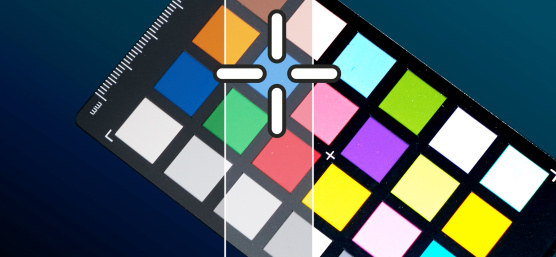 Blue is marked with a cross on a color palette.