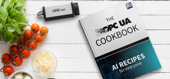IDS NXT and a book called “The OPC UA Cookbook” next to the groceries