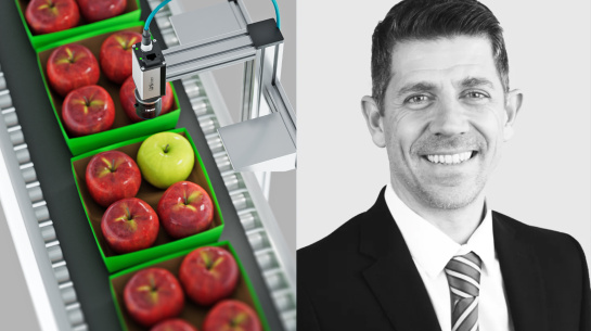 Thumbnail of Vision Channel Session “OPC UA takes AI to the field level”, on the right the speaker