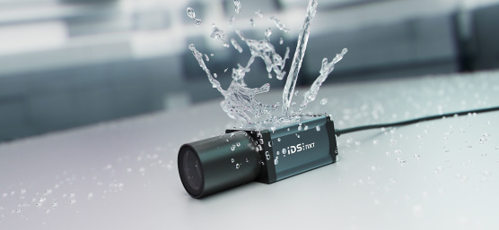 Jet of water hits the IDS NXT oslo camera