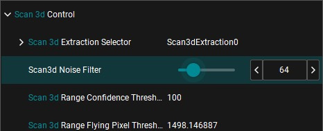 Scan 3D control with noise filter and thresholds