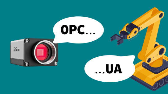 Figure IDS NXT setup OPC UA communication with camera and robot.