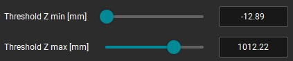 Slider for Z min and max thresholds in millimeters