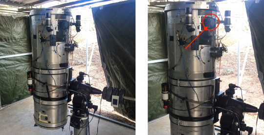 Telescope with NIR/low-light industrial camera in the eyepiece tube