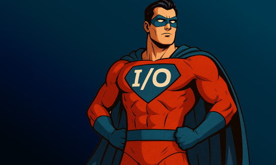 Superman with I/O inscription