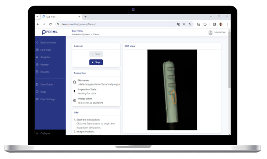 Monitor: preML Software detects and marks deviation on plastic dowel