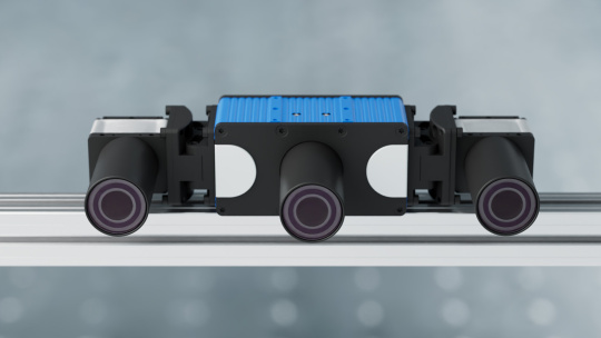 Ensenso XR camera with two IDS cameras on a metal rail