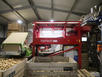 Farmsort.one inspection zone equipped with cameras for potato sorting.