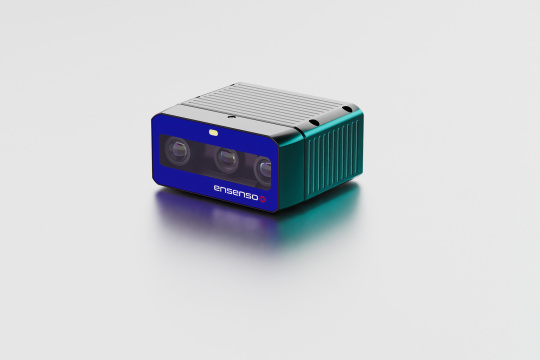 Ensenso B 3D camera in front of a white background.