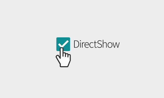 A hand symbol clicks on a checkbox labelled DirectShow