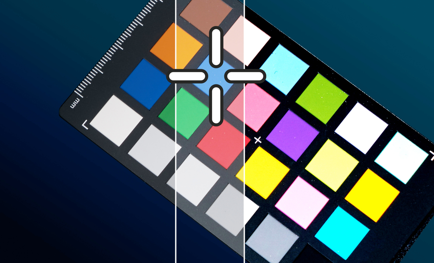 Blue is marked with a cross on a color palette.