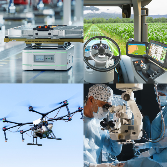 Autonomous systems in industry, farming, drone flight, and medicine