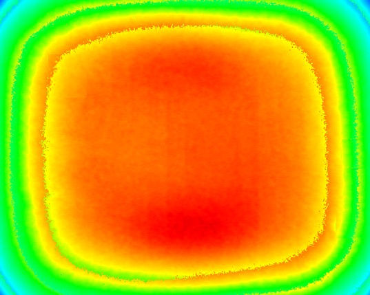 Color confidence map with red center and green edges