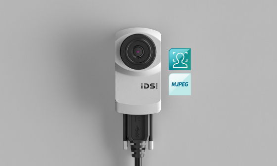 Industrial webcam uEye XC with icons for face recognition and MJPEG