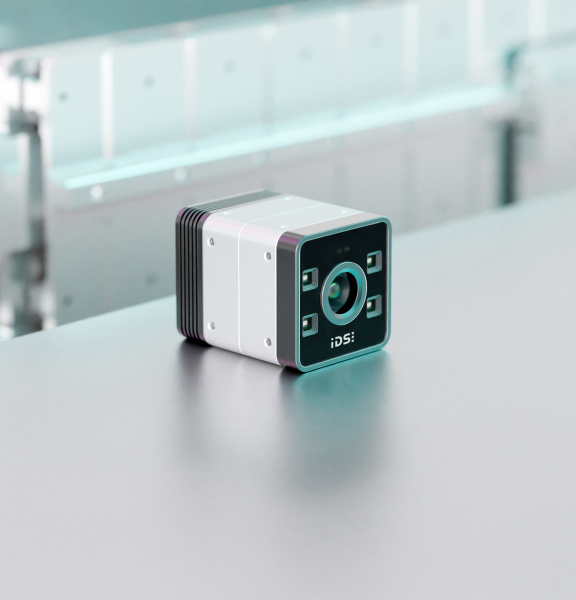 IDS Nion 3D camera on table surface, compact design for industrial applications