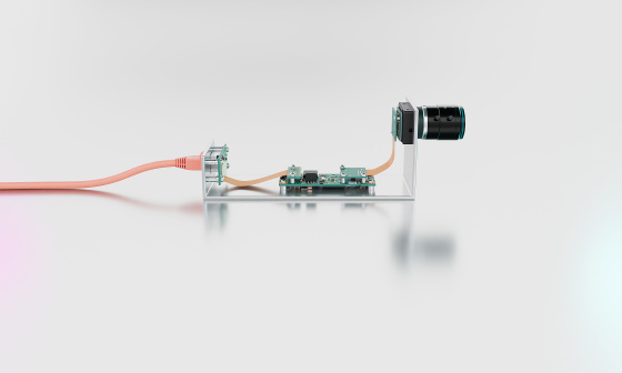 Industrial camera with remote board from the configurable uEye-ACP series from IDS