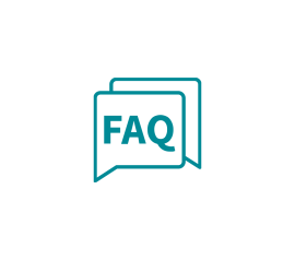 Two speech bubbles with the text “FAQ” to symbolize frequently asked questions.
