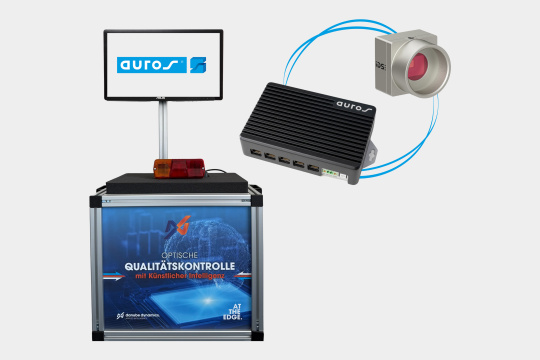 Test bench with monitor attached, next to it the integrated IDS camera system