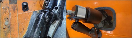 Robust uEye FA industrial camera looks into the dumping chamber of a refuse collection vehicle.