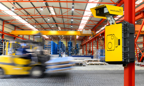 Westcotec camera monitors the speed of forklift trucks in an industrial hall