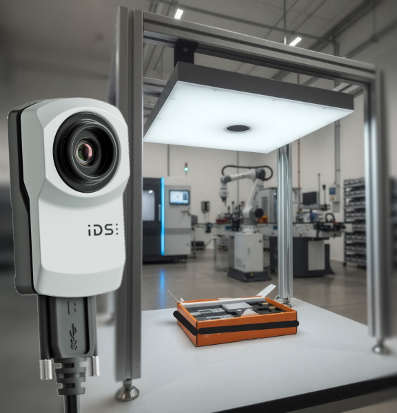 Camera at illuminated inspection station; tool tray for inspection underneath