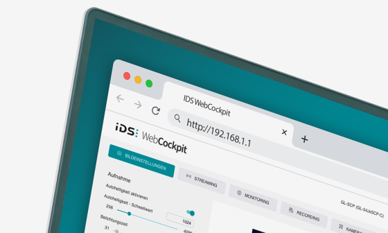 Section of a screen with the IDS WebCockpit firmware interface.