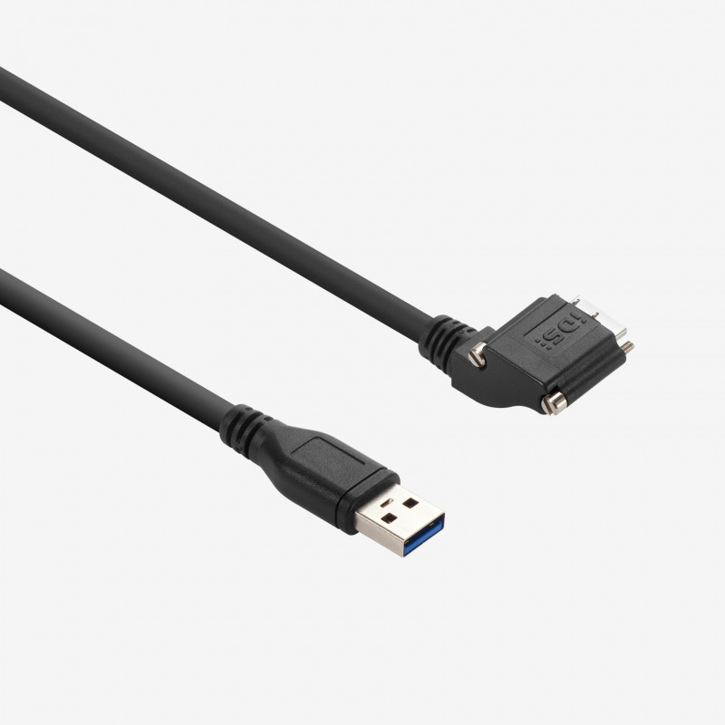 USB 3, standard cable, left angled, screwable, 3 m