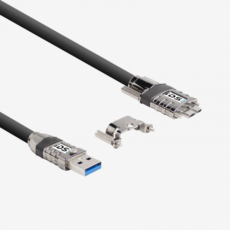 USB 3, standard cable, straight, screwable, 3 m